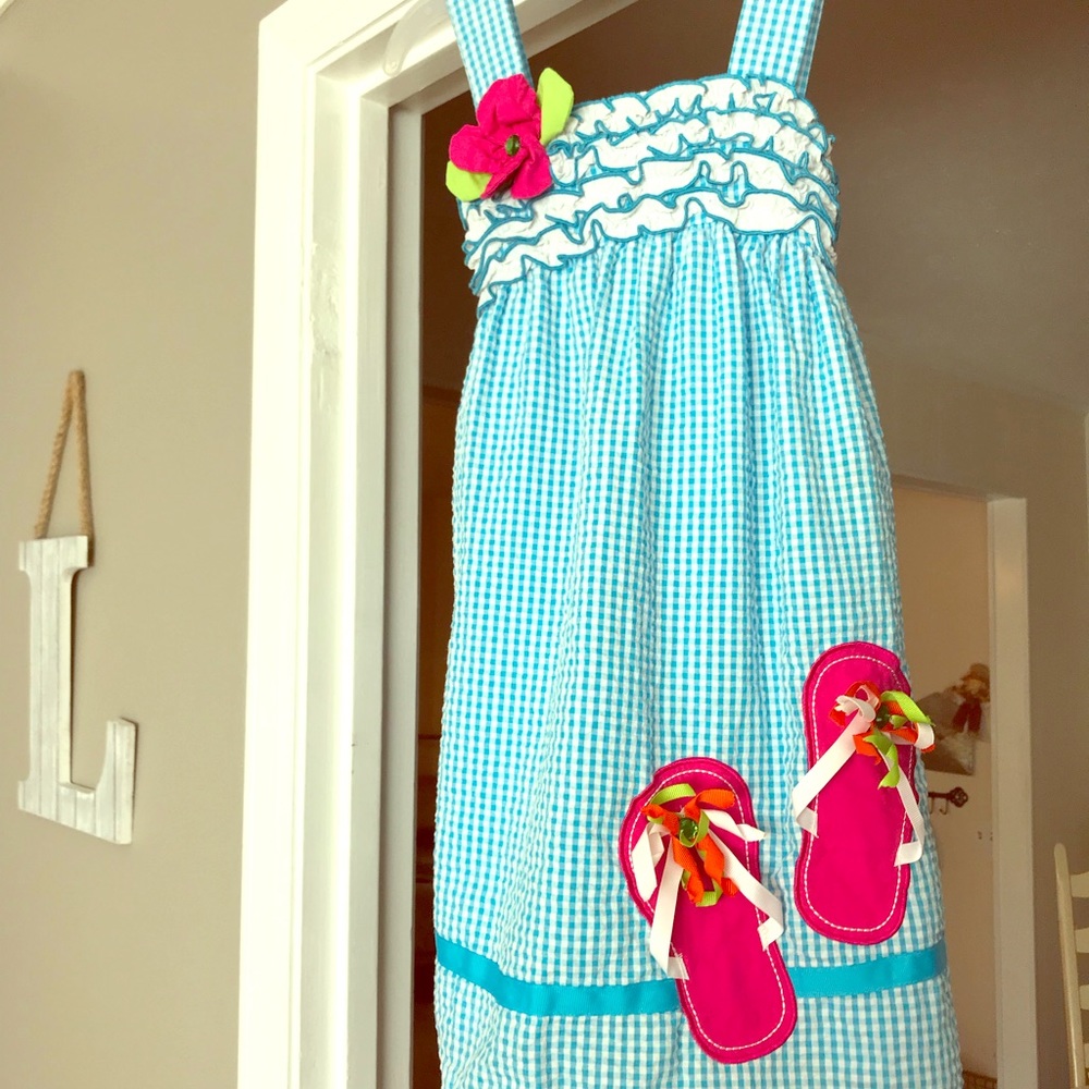 Boutique Girls Size 5 Adorable Seersucker Dress